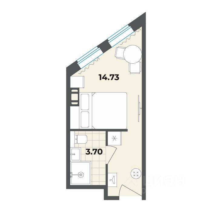 Квартира-студия, 18,43 м², в Апарт-комплекс Лиговский, 127
