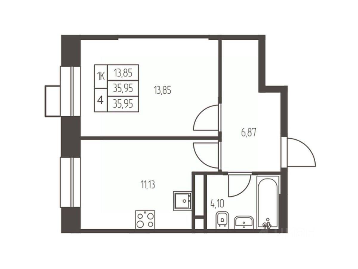 1-комн. квартира, 36 м², в ЖК Новая Ивантеевка