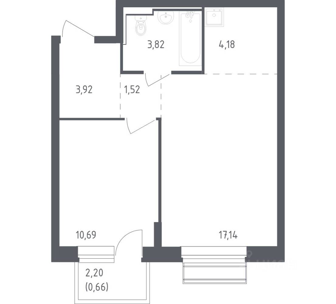 1-комн. квартира, 41,93 м², в ЖК Рублевский Квартал