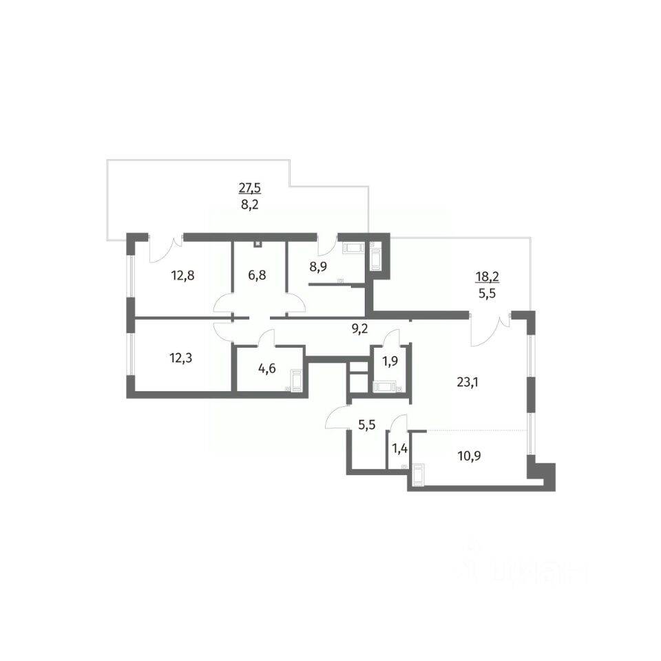 3-комн. квартира, 111,1 м², в ЖК Парусная 1