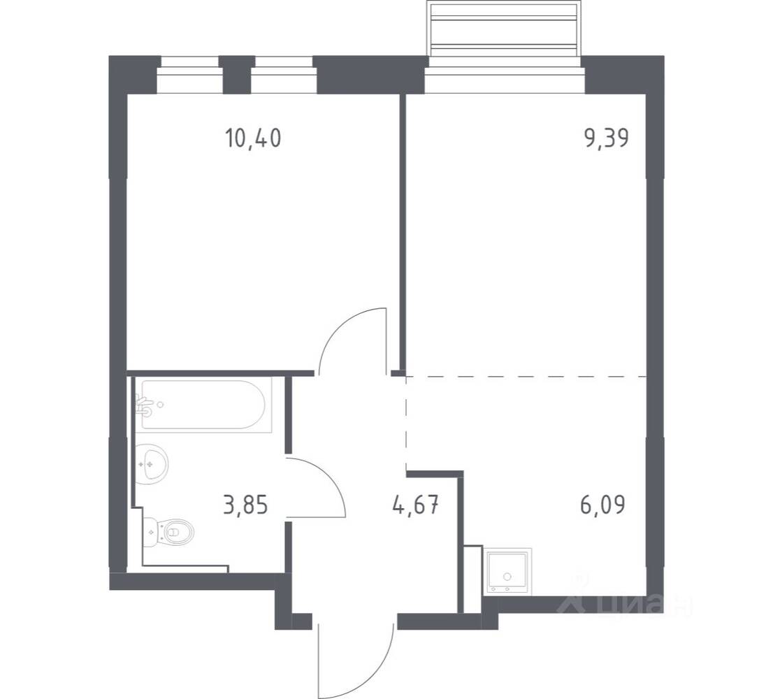 1-комн. квартира, 34,4 м², в ЖК Рублевский Квартал