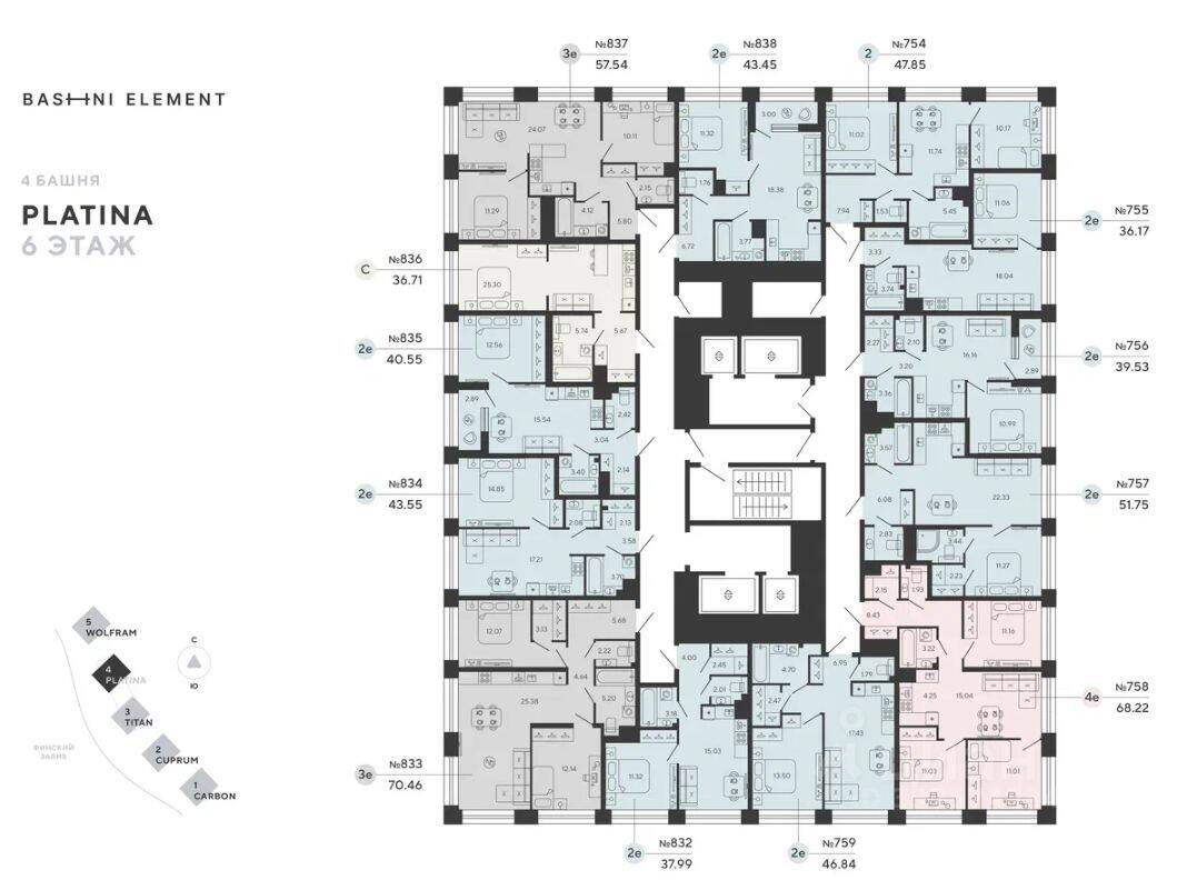 1-комн. квартира, 36,17 м², в ЖК Bashni Element