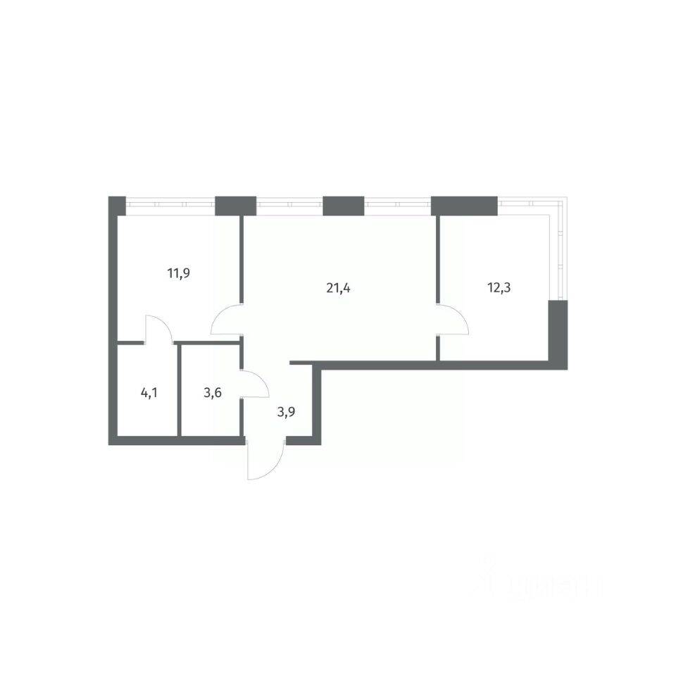 2-комн. квартира, 57,16 м², в ЖК NEWПИТЕР