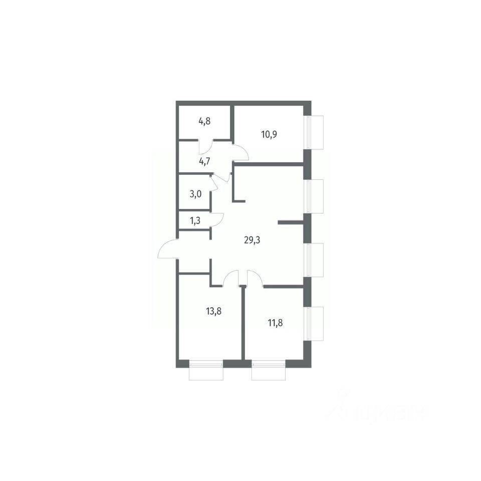 3-комн. квартира, 83,2 м², в ЖК Парусная 1