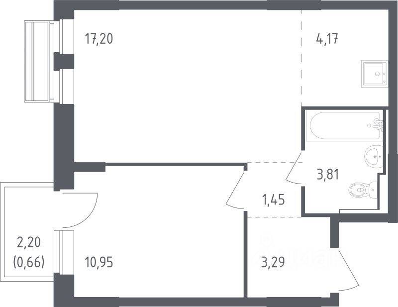 1-комн. квартира, 41,1 м², в ЖК Рублевский Квартал