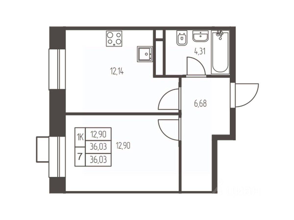 1-комн. квартира, 36 м², в ЖК Новая Ивантеевка