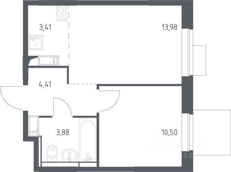 1-комн. квартира, 36,18 м², в ЖК Пятницкие Луга
