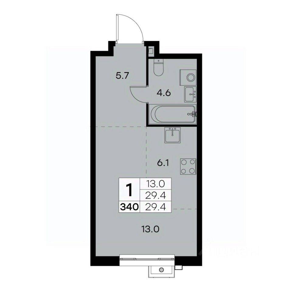 Квартира-студия, 29,4 м², в ЖК Куркино 15