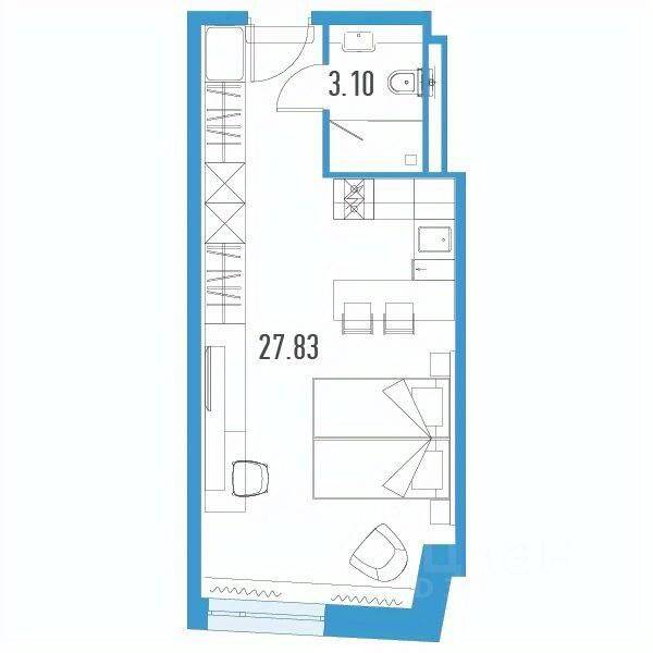 Квартира-студия, 30,93 м², в Апарт-комплекс YE’S LEADER