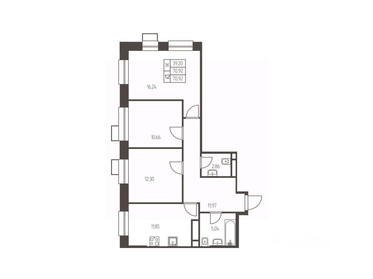 3-комн. квартира, 70,9 м², в ЖК Новая Ивантеевка