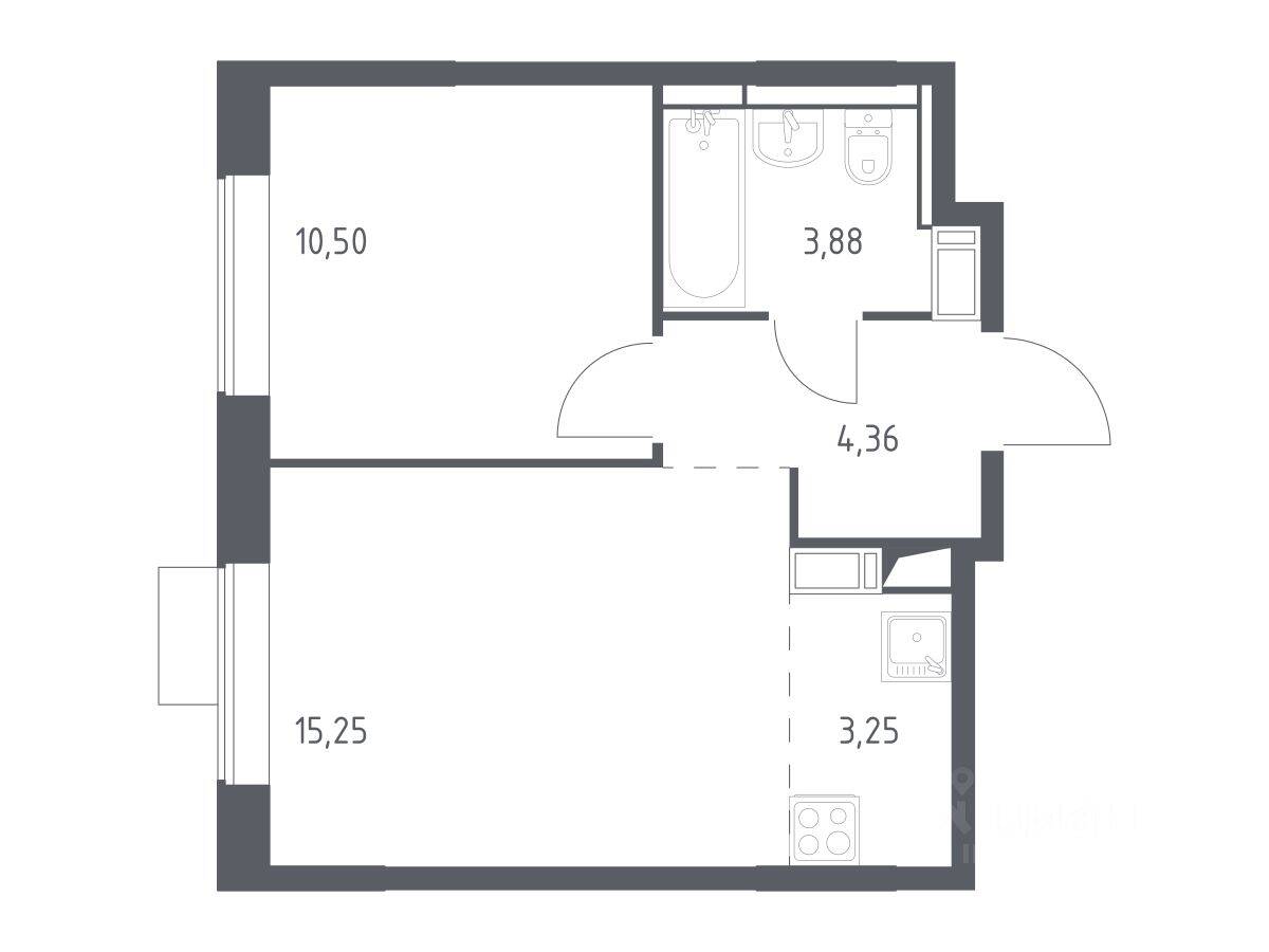 1-комн. квартира, 37,24 м², в ЖК Пятницкие Луга