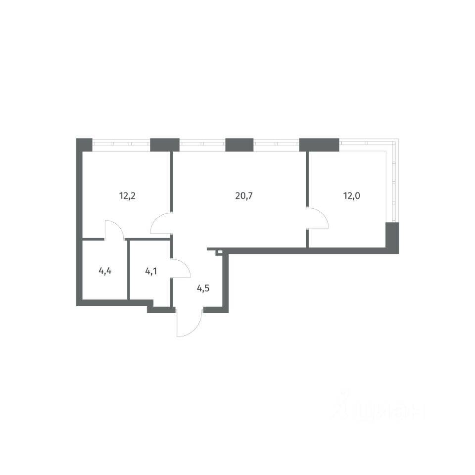 2-комн. квартира, 57,83 м², в ЖК NEWПИТЕР