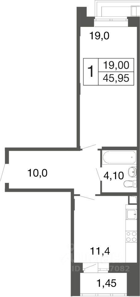 1-комн. квартира, 45,9 м², в ЖК «Времена года»