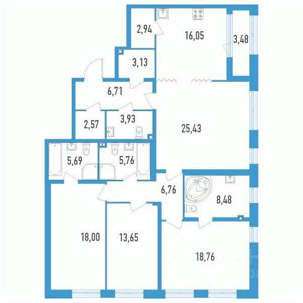 4-комн. квартира, 139,6 м², в ЖК Дефанс