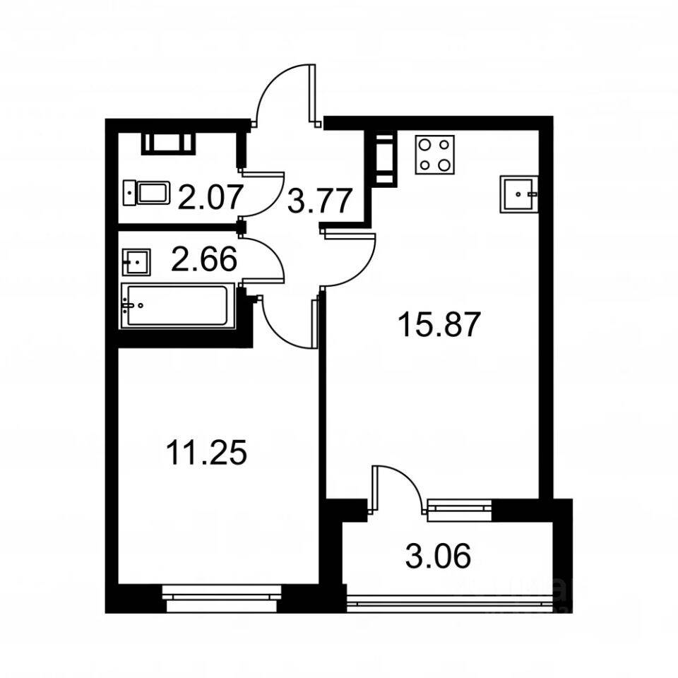 1-комн. квартира, 36,77 м², в ЖК Квартал Заречье