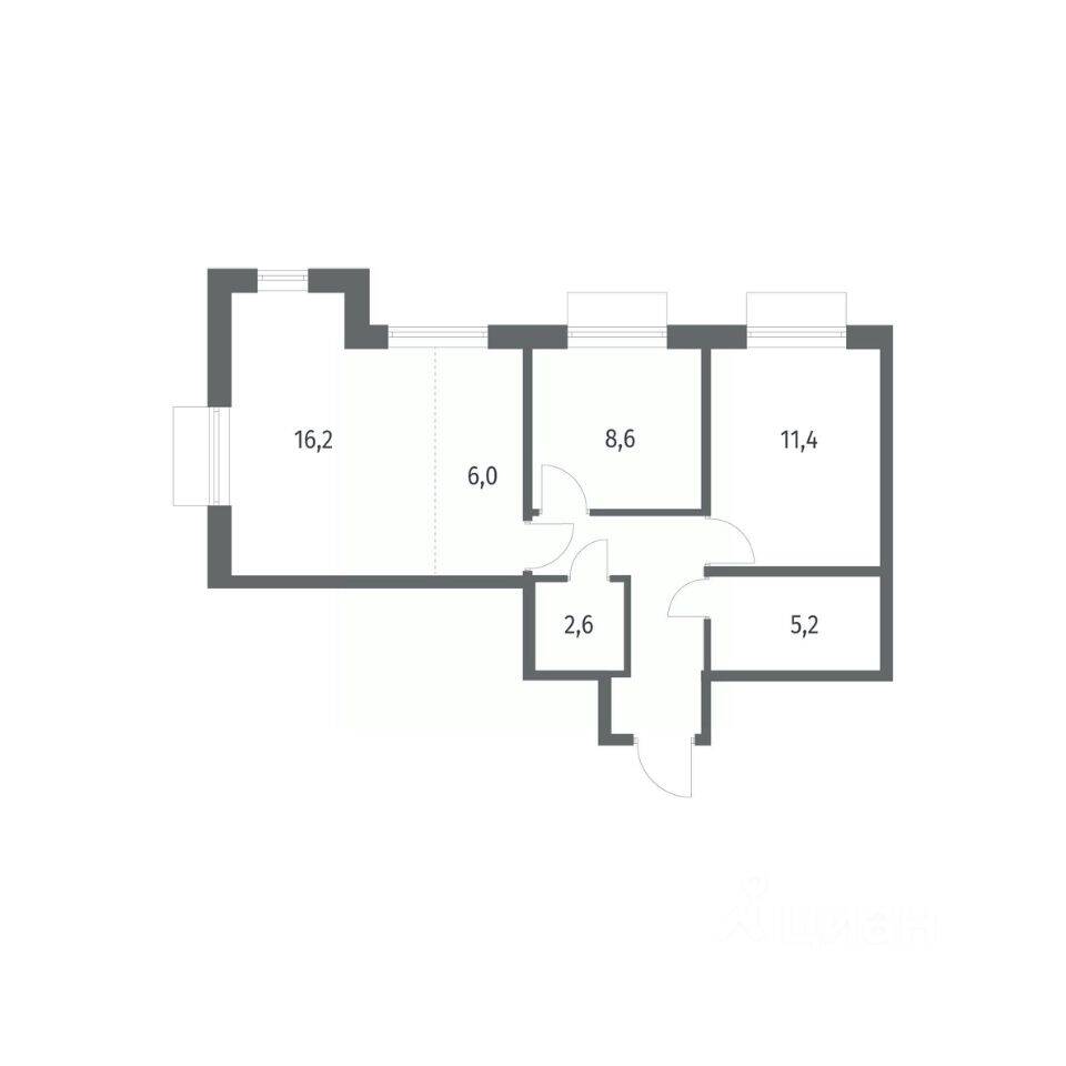 3-комн. квартира, 57,4 м², в ЖК Парусная 1