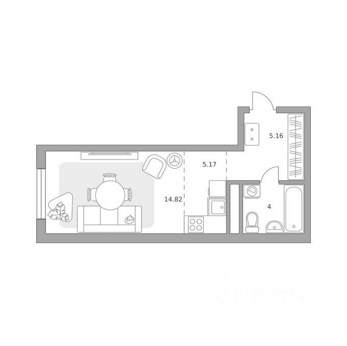 Квартира-студия, 29,15 м², в ЖК «Императорские Мытищи»
