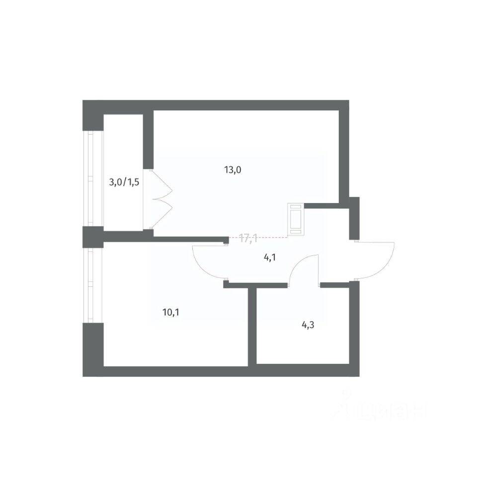1-комн. квартира, 33,01 м², в ЖК NEWПИТЕР