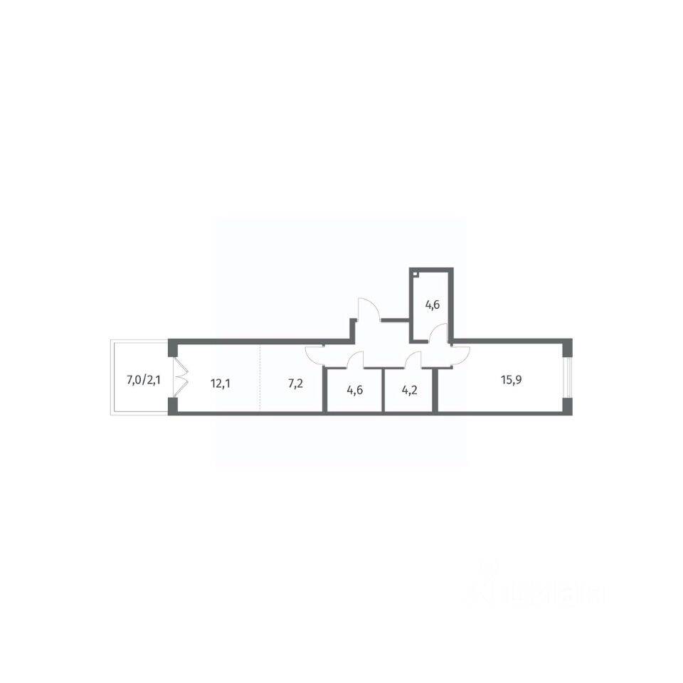2-комн. квартира, 58,7 м², в ЖК Парусная 1