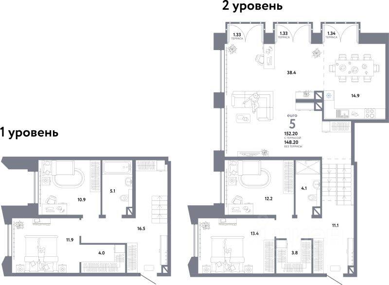 5-комн. квартира, 152,2 м², в ЖК Страна.Озерная