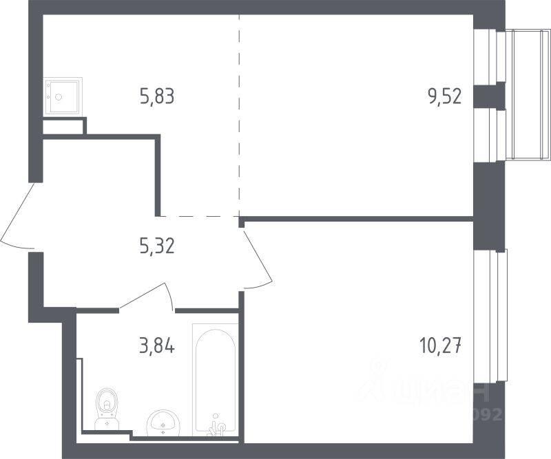 1-комн. квартира, 34,4 м², в ЖК Рублевский Квартал