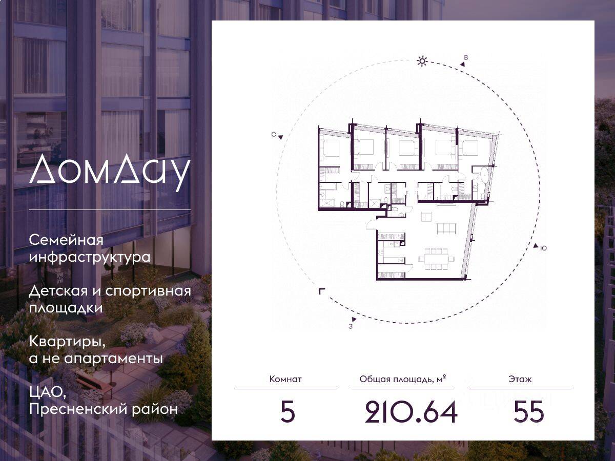 5-комн. квартира, 210,64 м², в ЖК Дом Дау