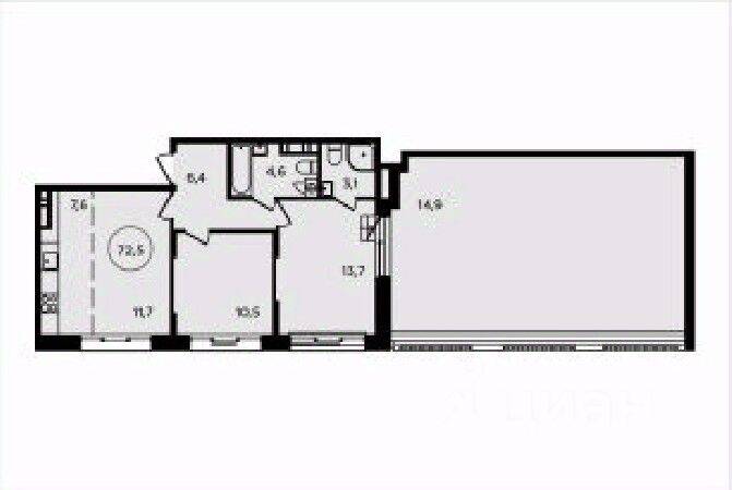 3-комн. квартира, 73,6 м², в ЖК Скандинавия