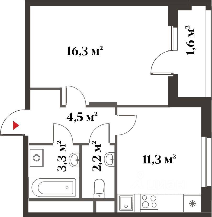1-комн. квартира, 38 м², в ЖК Миниполис «Восемь кленов»