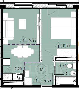 2-комн. квартира, 36,59 м², в ЖК Марусино-6