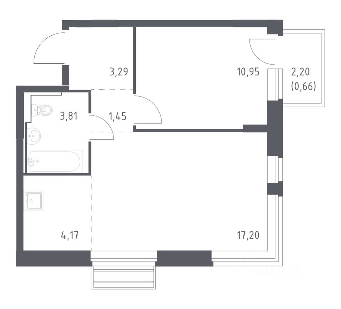 1-комн. квартира, 41,53 м², в ЖК Рублевский Квартал