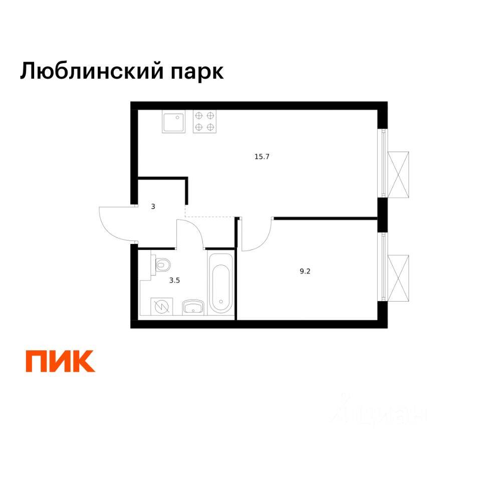1-комн. квартира, 31,4 м², в ЖК «Люблинский парк»