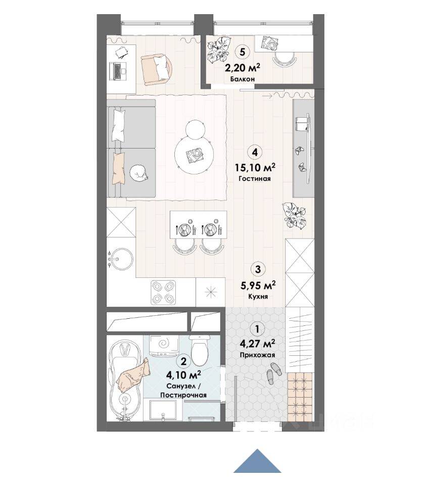 Квартира-студия, 31,62 м², в ЖК «Триумф» (Пушкино)
