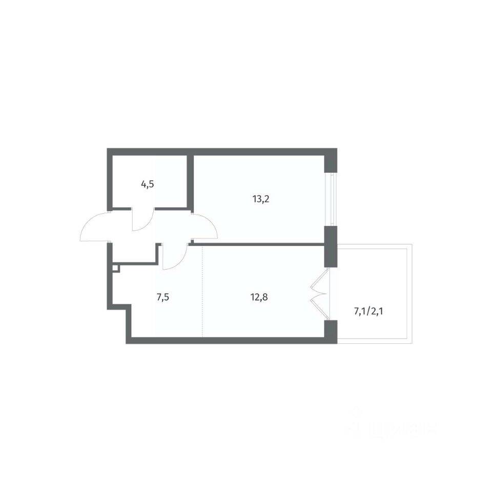 2-комн. квартира, 44,1 м², в ЖК Парусная 1