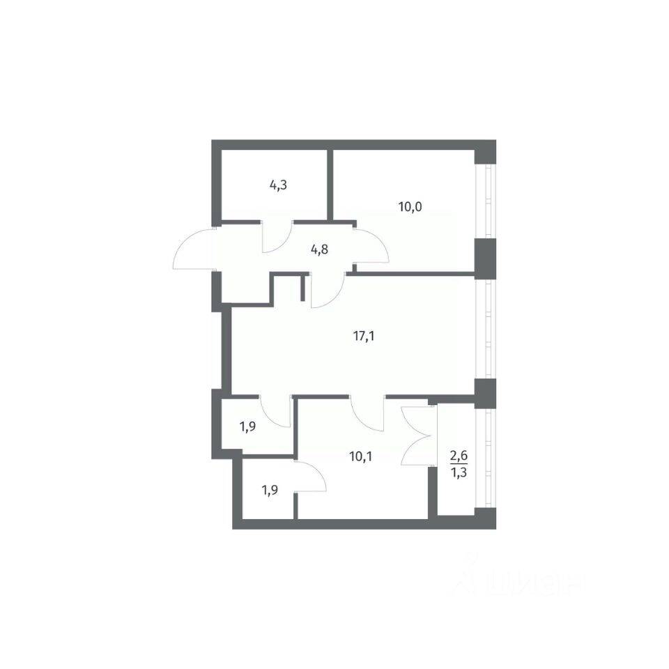 2-комн. квартира, 51,38 м², в ЖК NEWПИТЕР