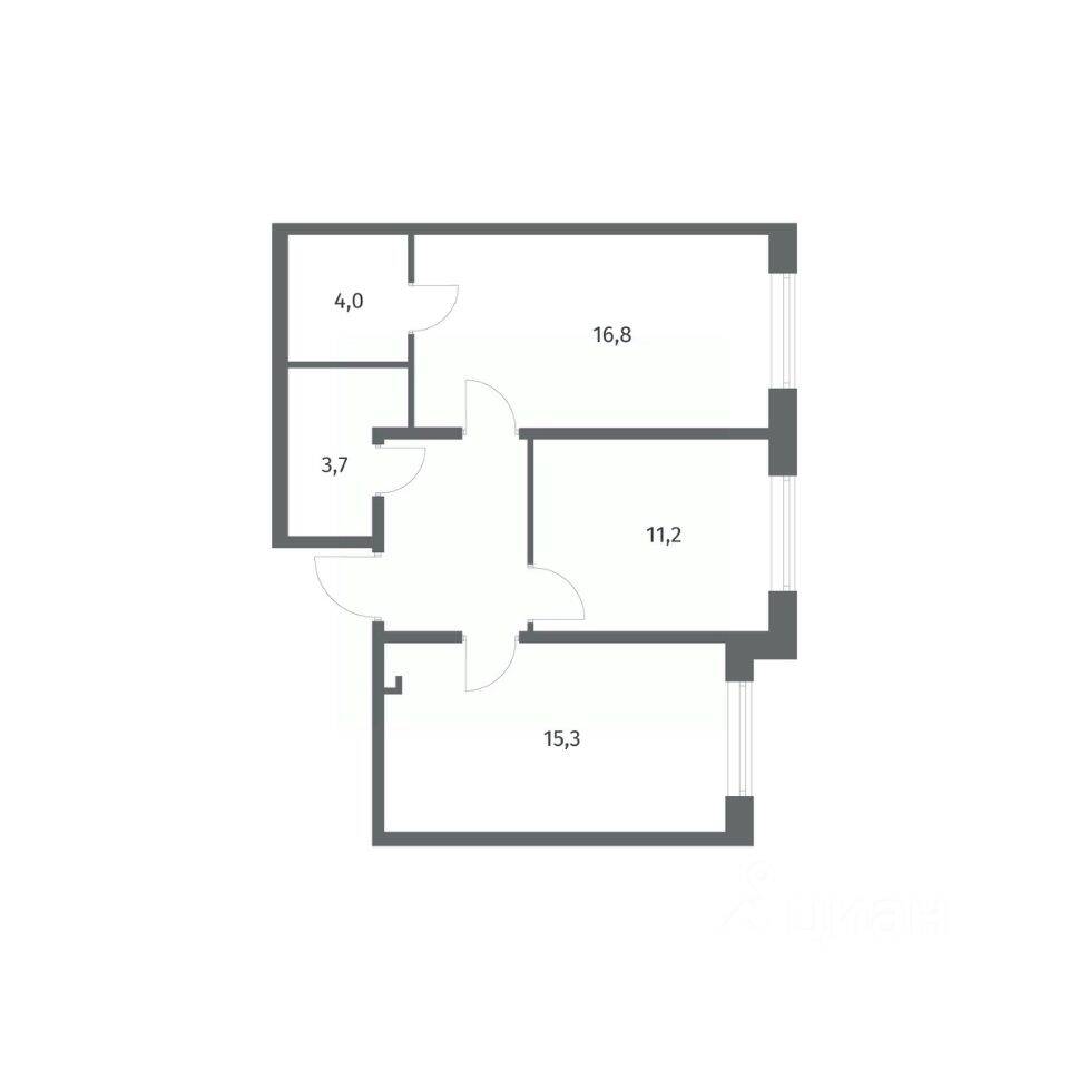 2-комн. квартира, 57,8 м², в ЖК Парусная 1