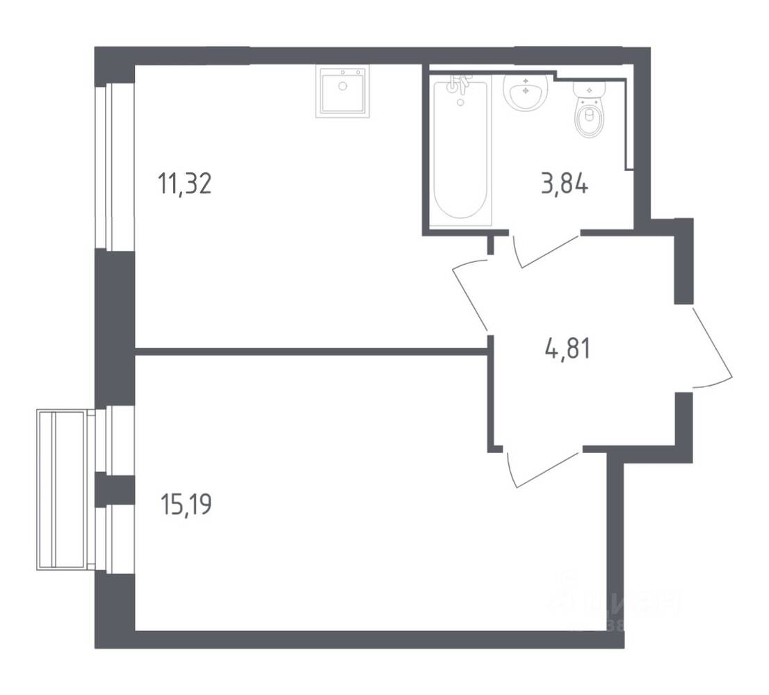 1-комн. квартира, 35,16 м², в ЖК Рублевский Квартал