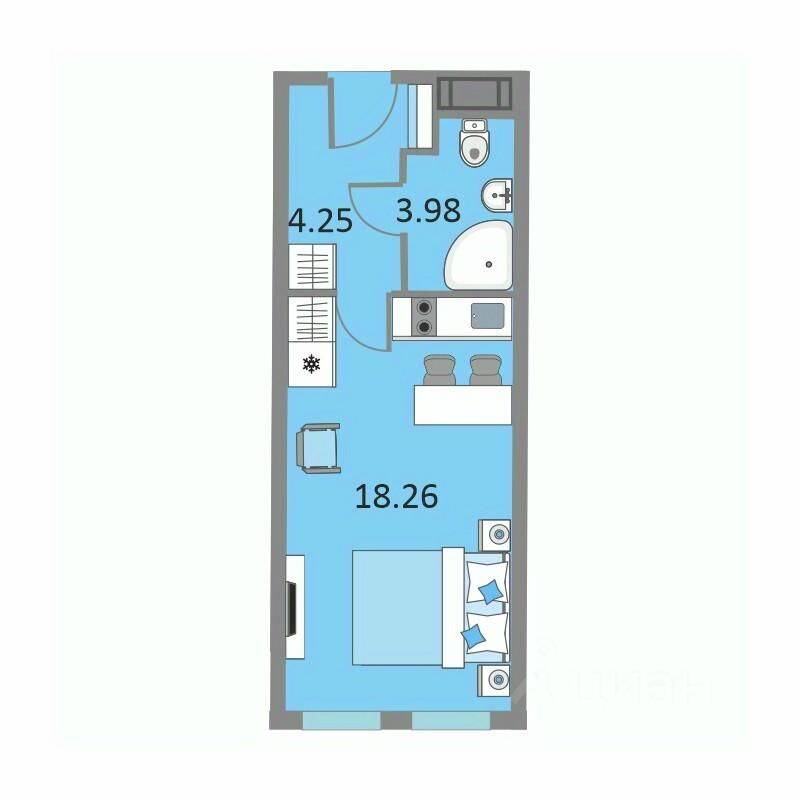 Квартира-студия, 26,1 м², в Апарт-комплекс Начало