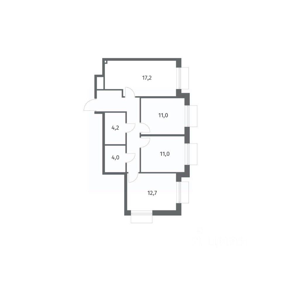 3-комн. квартира, 71,1 м², в ЖК Парусная 1