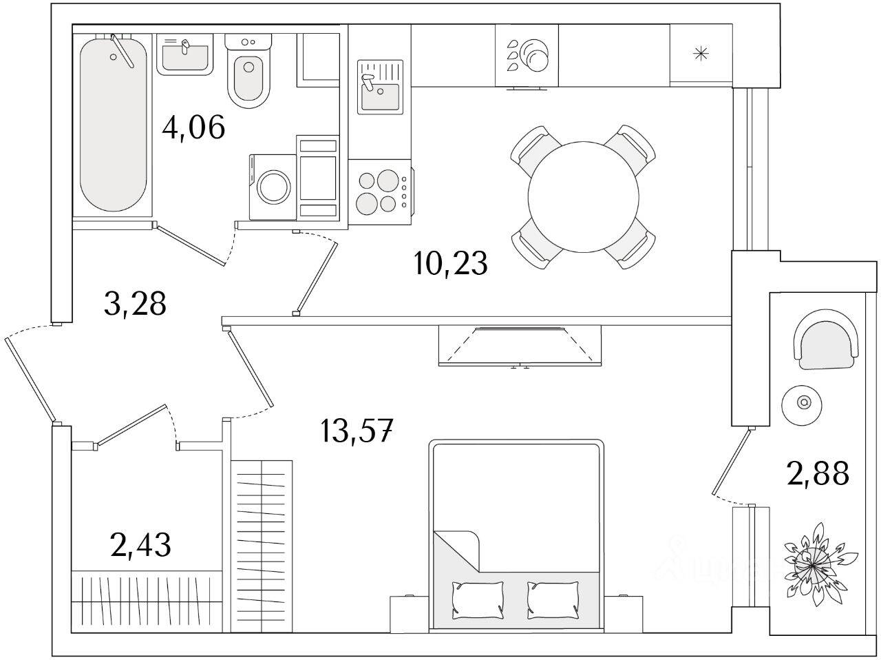 1-комн. квартира, 35,01 м², в ЖК Кинопарк