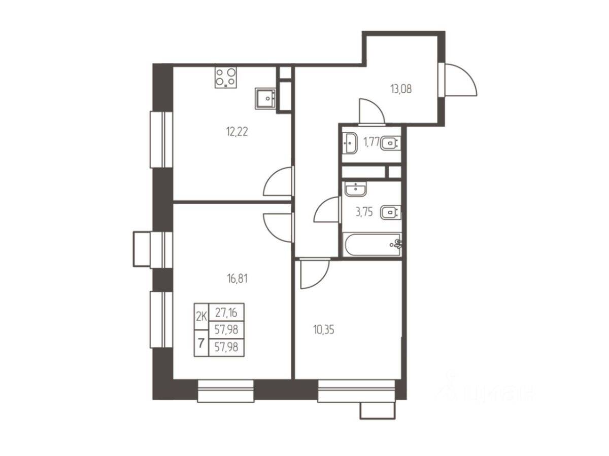 2-комн. квартира, 58 м², в ЖК Новая Ивантеевка