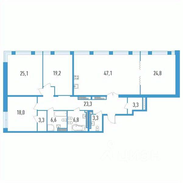 4-комн. квартира, 180,8 м², в ЖК Дефанс