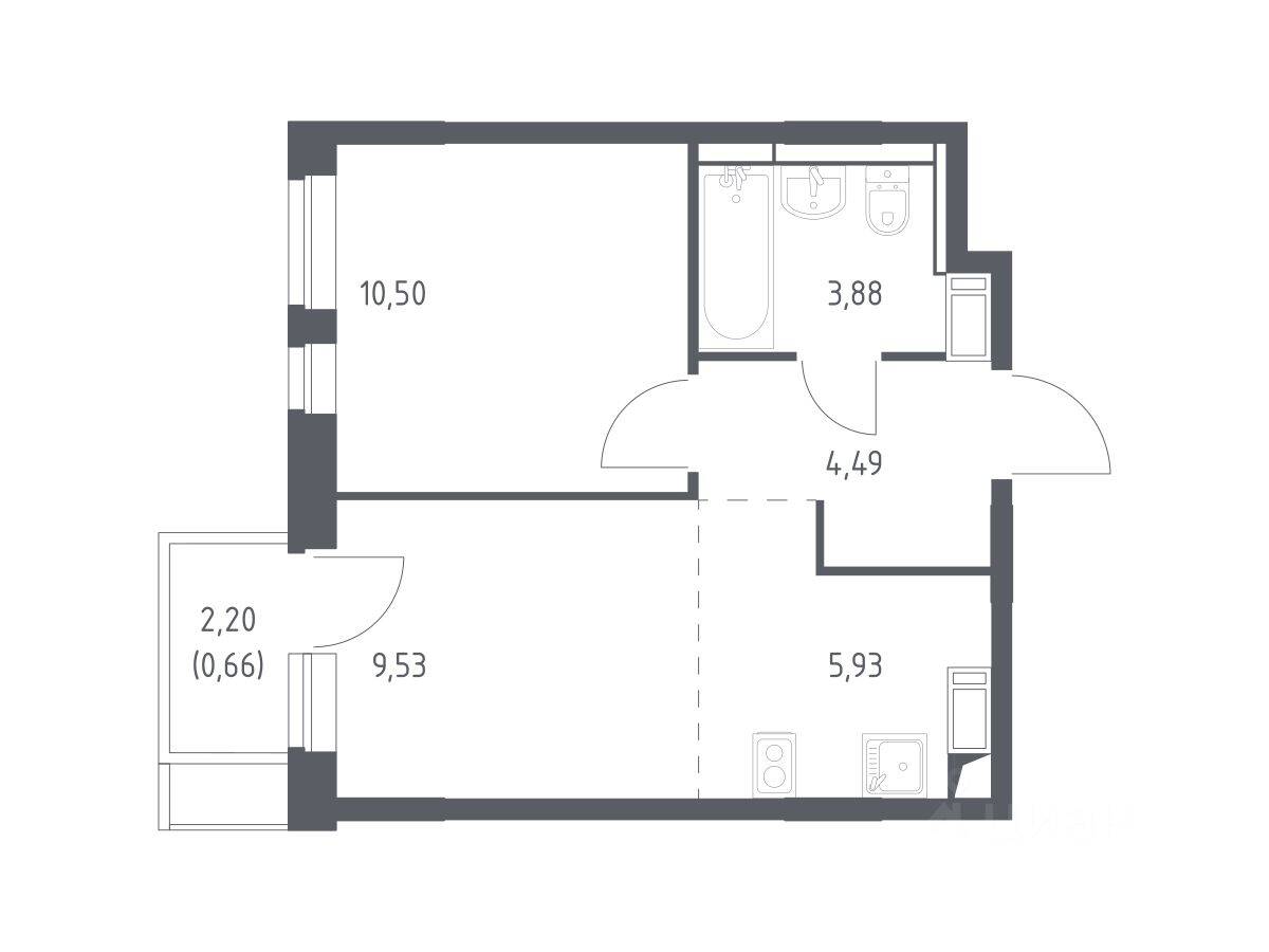 1-комн. квартира, 34,99 м², в ЖК Пятницкие Луга