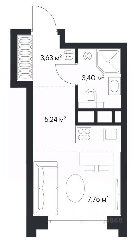 Квартира-студия, 20,02 м², в ЖК 1-й Нагатинский