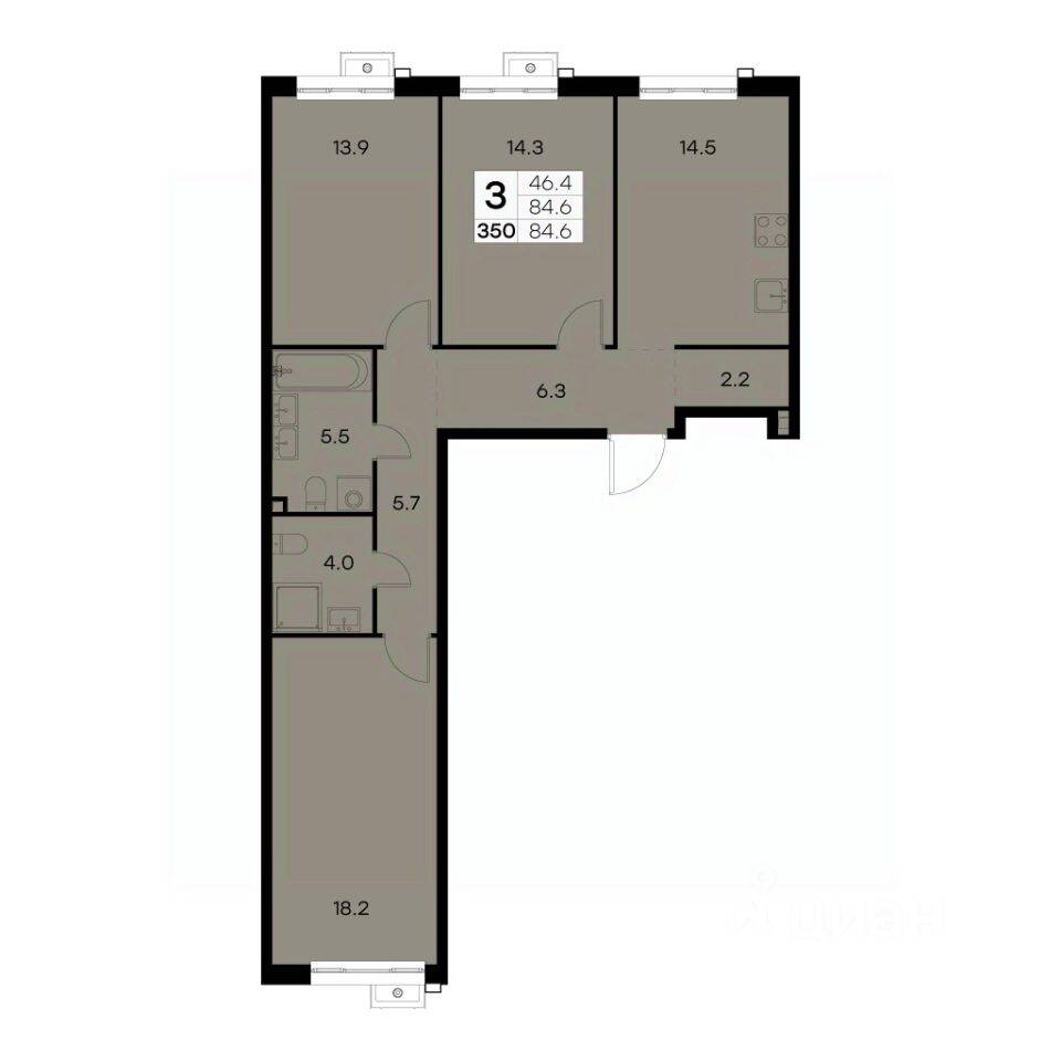 3-комн. квартира, 84,6 м², в ЖК Куркино 15