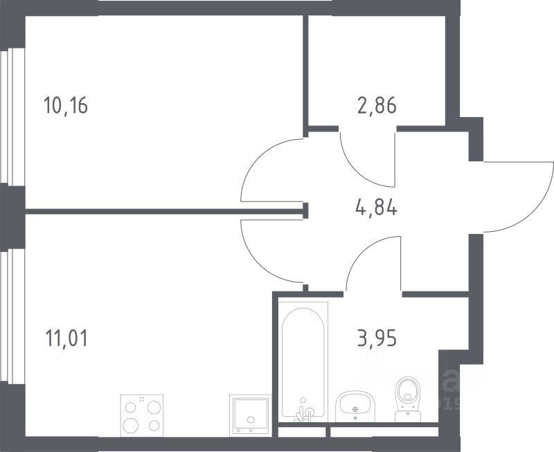 1-комн. квартира, 32,82 м², в ЖК Мытищи Парк