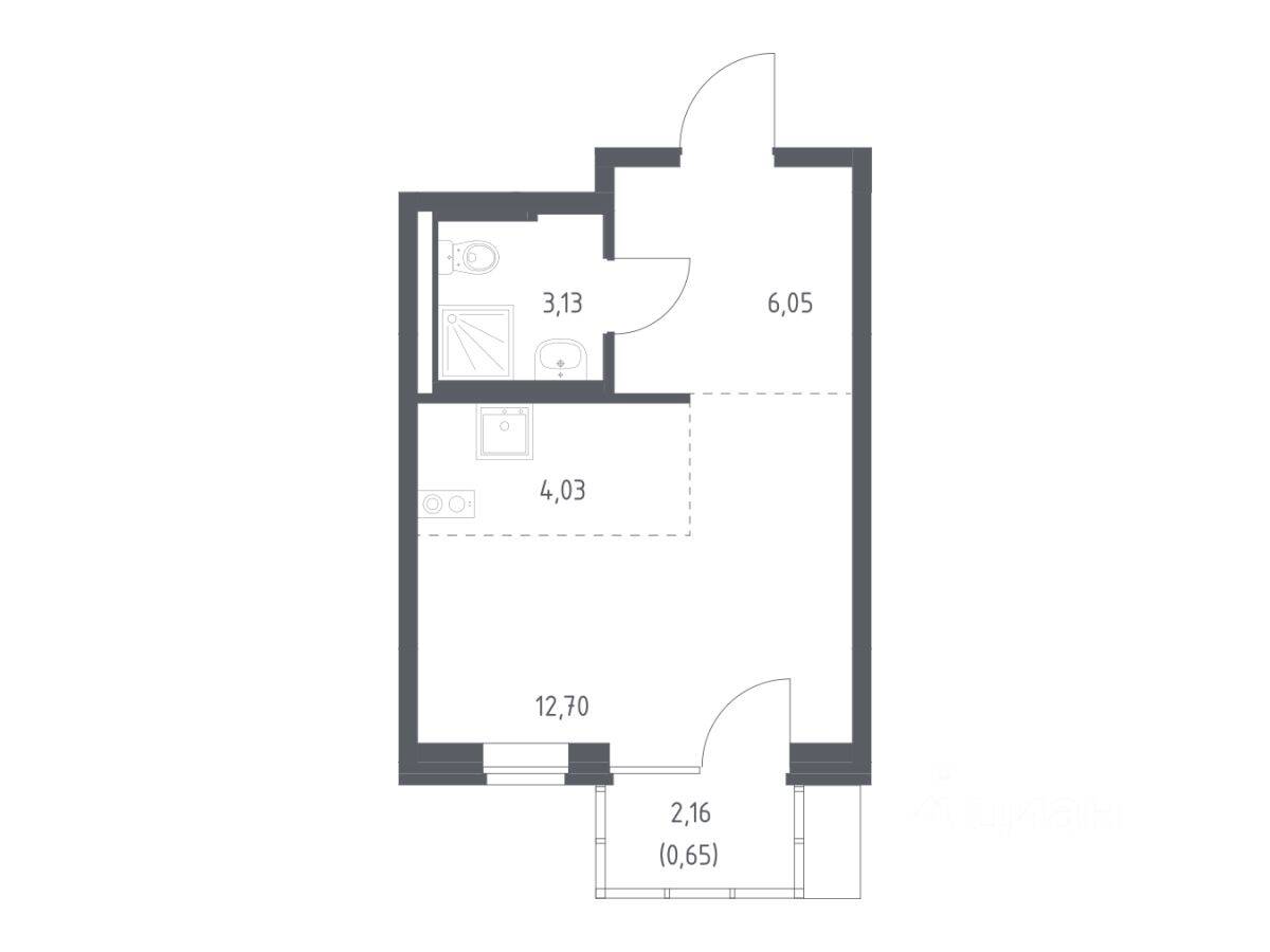 Квартира-студия, 26,56 м², в ЖК Подольские Кварталы