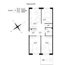 3-комн. квартира, 72,94 м², в Малоэтажный ЖК «Счастье 2.0»