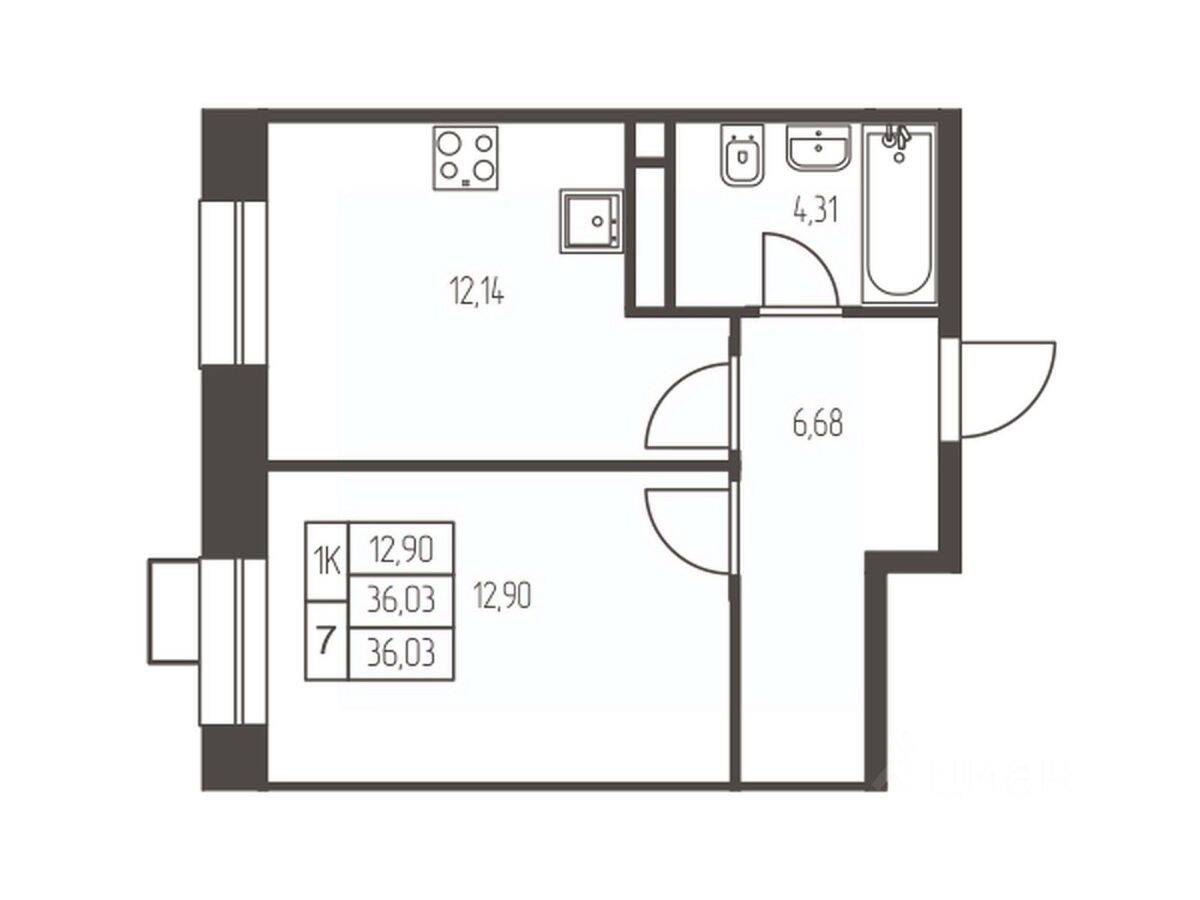 1-комн. квартира, 36 м², в ЖК Новая Ивантеевка
