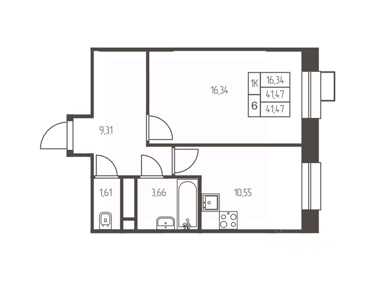 1-комн. квартира, 41,5 м², в ЖК Новая Ивантеевка