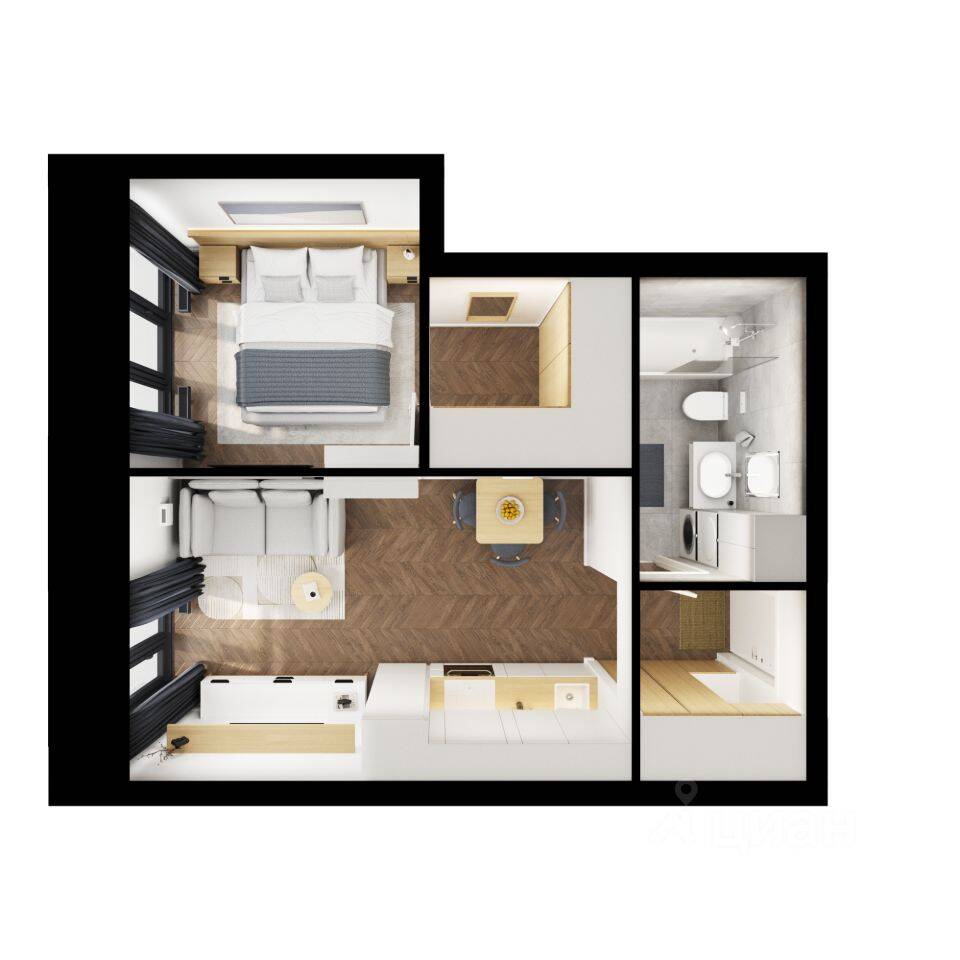 1-комн. квартира, 34,9 м², в ЖК Шкиперский 19